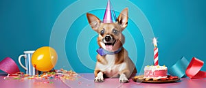 Dog Birthday Celebration Concept with Copy Space. photo