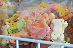 Dog biscuit in pet shop shelf