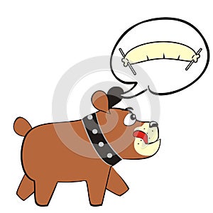 Dog and blood sausage, funny vector illustration