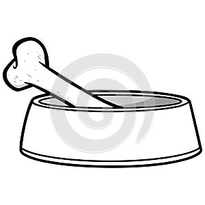 Dog Bone in Bowl Illustration