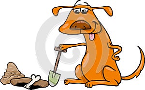 Dog with bone cartoon illustration photo