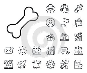 Dog bone line icon. Pets food sign. Salaryman, gender equality and alert bell. Vector