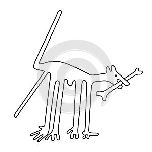 The dog with bone - paraphrase of the famous geoglyph The Dog from Nazca photo