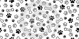 Dog bone paw seamless pattern vector pet footprint french bulldog scarf isolated cartoon repeat wallpaper illustration tile backgr