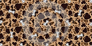 dog bone seamless pattern camouflage texture pet paw cat french bulldog vector cartoon doodle