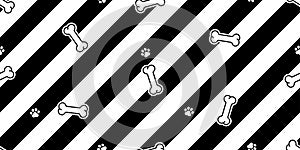 Dog bone seamless pattern french bulldog paw footprint vector stripes pet puppy scarf isolated repeat wallpaper tile background ca