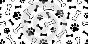 Dog bone seamless pattern paw footprint vector french bulldog puppy pet cartoon skeleton halloween repeat wallpaper tile backgroun