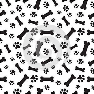 Dog bones and paws pattern