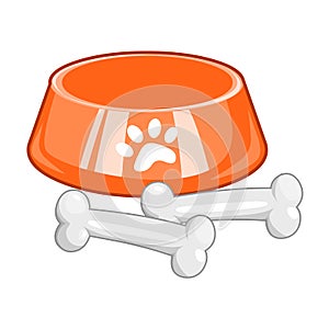 Dog bowl with big bone