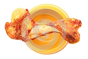 Dog bowl and big bone