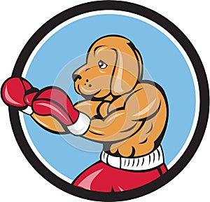 Dog Boxer Fighting Stance Circle Cartoon