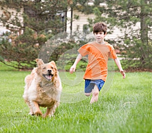 Dog and Boy Racing