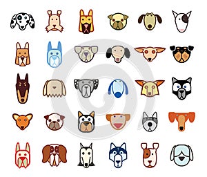 Dog breed collection icons - vector illustration.