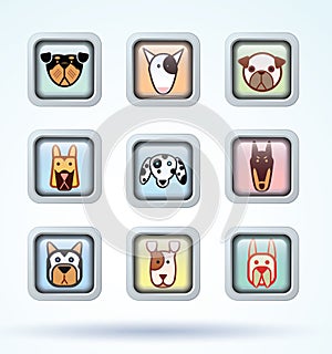 Dog breed collection icons - vector illustration