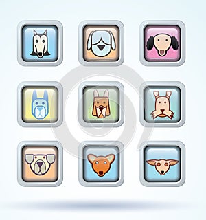 Dog breed collection icons - vector illustration