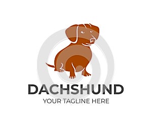 Dog breed dachshund sitting, logo design. Animal and pet, vector design