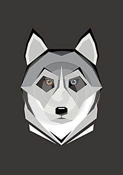 Dog. Breed of dogs. Husky. Northern sled dog. Geometric illustration