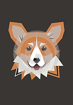 Dog. Breed of dogs. Pembroke Welsh Corgi. Geometric illustration