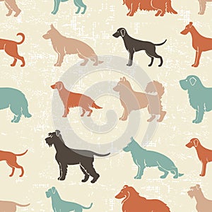 Dog breeds seamless pattern