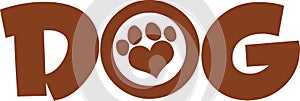 Dog Brown Text With Love Paw Print