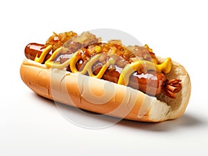 Dog bun food background mustard bread hotdog meat grill snack unhealthy sausage
