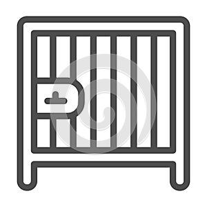Dog Cage line icon, animal hospital concept, Animal cage sign on white background, Dog or cat box icon in outline style