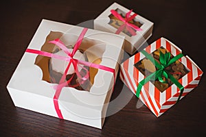 Dog cake and cookie in boxes