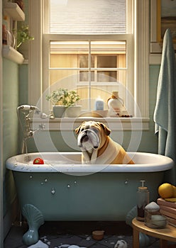 Dog canine bathroom bath animal pet bathtub