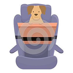 Dog car seat belt icon cartoon vector. Travel trip