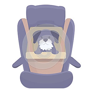 Dog car seat icon cartoon vector. Travel road