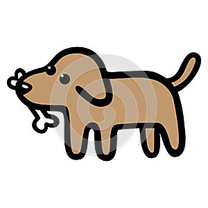 Dog Carrying Bone Golden Retriever Cute Line Drawing Doodle Art