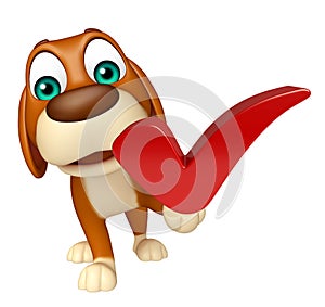 Dog cartoon characte with right sign