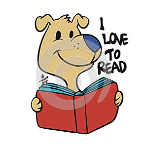 Dog cartoon - i live to read