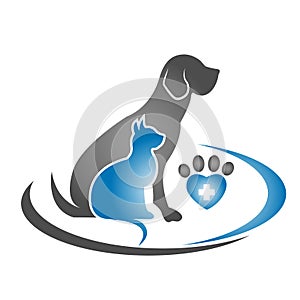 Dog and cat. Animal silhouettes veterinarian business icon image design logo template