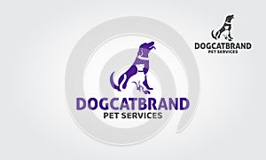 Dog Cat Brand Vector Logo Template.