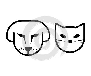 Dog and cat face icon isolated on white background. Vector illustration