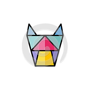 Dog cat family head sign symbol colorful theme