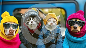 dog and cat gang, AI generated