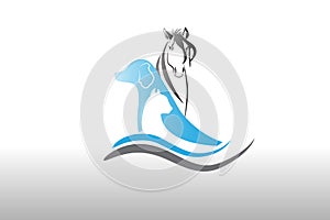 Dog cat and horse logo