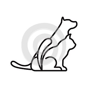 Dog and Cat Icon. Concept for Healthcare Medicine and Pet Care. Outline and Black Domestic Animal. Pets Symbol, Icon and Badge.