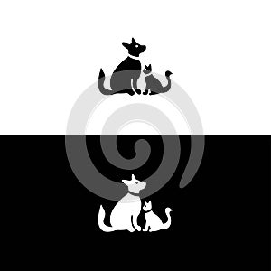 dog and cat illustration logo that looks