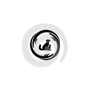 dog and cat illustration logo that looks friendly and