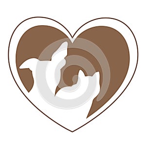Dog and Cat love heart gold logo photo