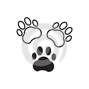 Dog or Cat Paw Print, Animal Feet. Flat Vector Icon