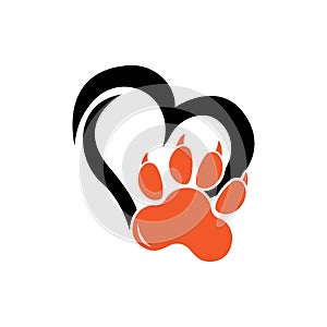 Dog or Cat Paw Print, Animal Foot. Flat Vector Icon illustration. Simple black symbol on white background