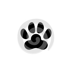 Dog or Cat Paw Print, Animal Imprint. Flat Vector Icon illustration. Simple black symbol on white background. Dog or Cat Paw Print