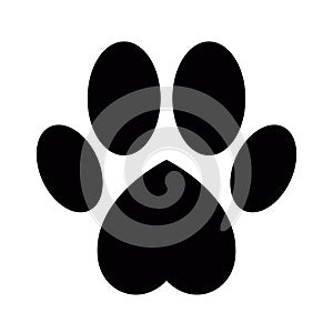 Dog or cat paw print with heart flat vector icon for animal apps and websites