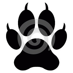 Dog or cat paw print with heart flat vector icon for animal apps and websites