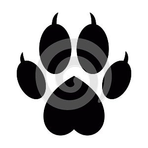 Dog or cat paw print with heart flat vector icon for animal apps and websites