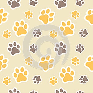 Dog and Cat paw seamless pattern vector doodle abstract animal footprint background for fabric, texture and wallpaper illustration